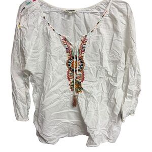 Tantrums White Blouse with Colorful Embroidery